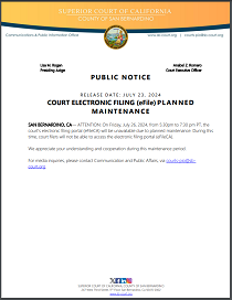 Court eFile Planned Maintenance