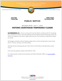 Historic Courthouse Temporarily Closed